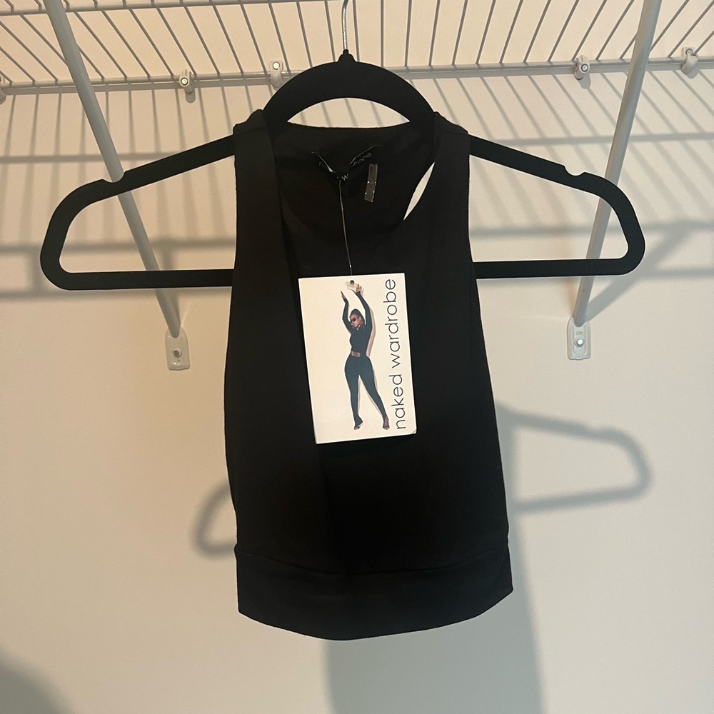 NWT Naked Wardrobe T Back Black Crop Top